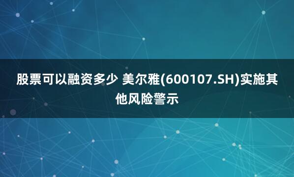 股票可以融资多少 美尔雅(600107.SH)实施其他风险警示