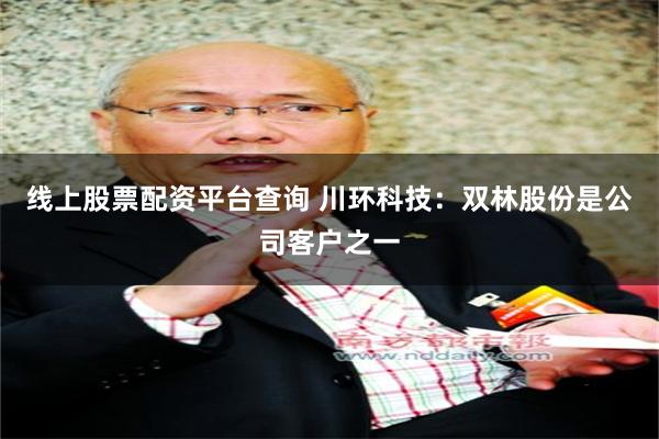 线上股票配资平台查询 川环科技：双林股份是公司客户之一