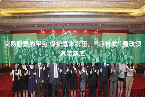 交易股票的平台 保护基本农田，“应付式”整改须追责到底