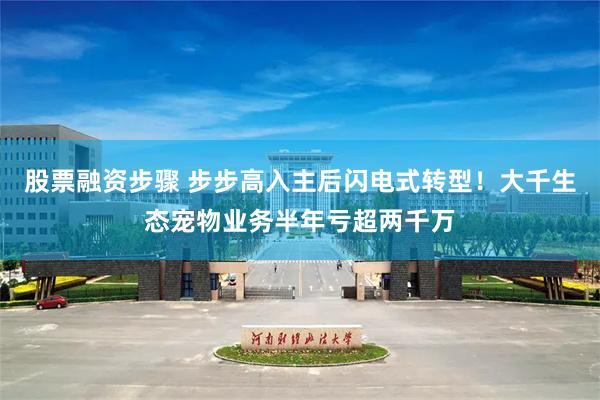 股票融资步骤 步步高入主后闪电式转型！大千生态宠物业务半年亏超两千万