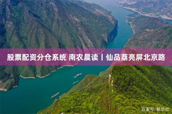股票配资分仓系统 南农晨读丨仙品荔亮屏北京路
