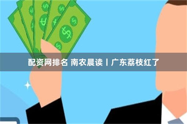 配资网排名 南农晨读丨广东荔枝红了