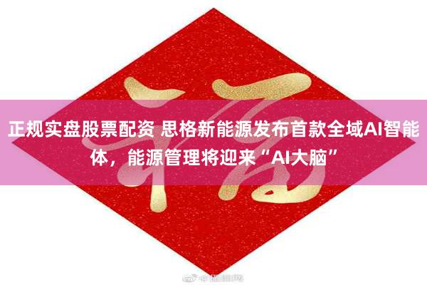 正规实盘股票配资 思格新能源发布首款全域AI智能体,能源管理将迎来“AI大脑”