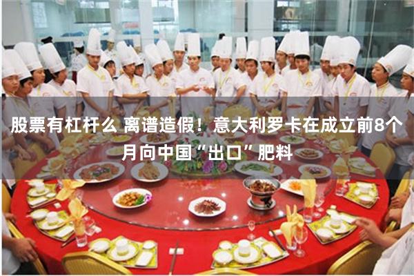 股票有杠杆么 离谱造假！意大利罗卡在成立前8个月向中国“出口”肥料