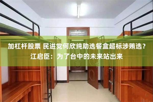 加杠杆股票 民进党何欣纯助选餐盒超标涉贿选？江启臣：为了台中的未来站出来
